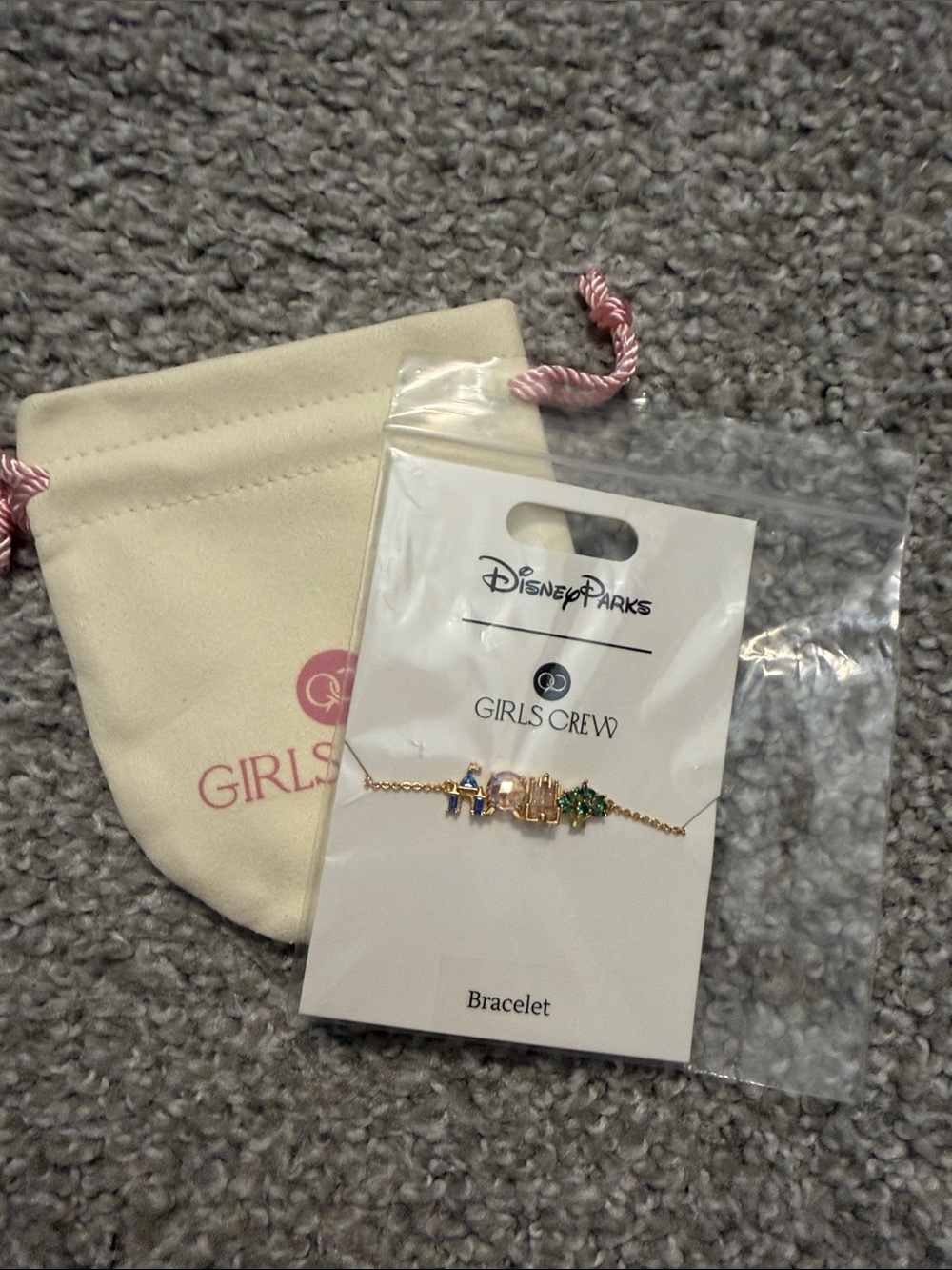 Disney Parks Girls Crew Gold Four Parks Bracelet - Pink, Blue & Green